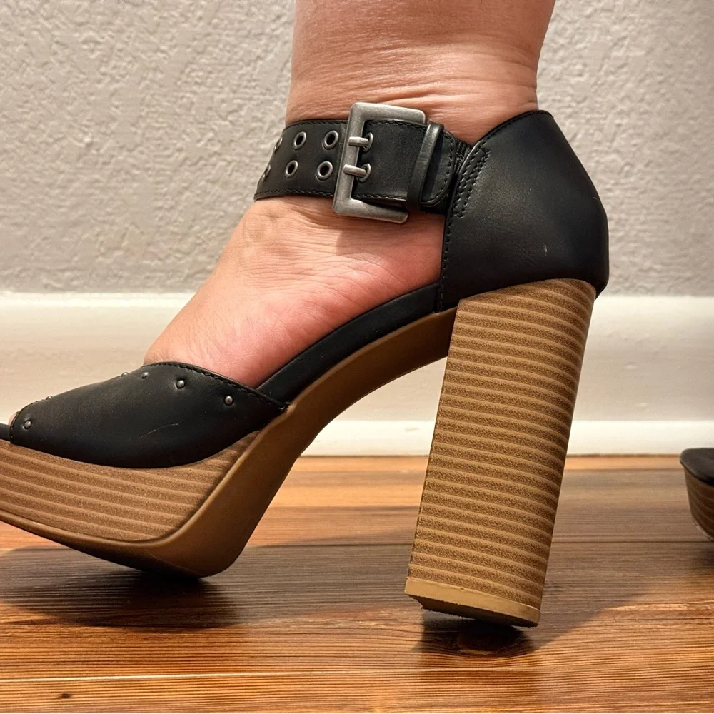 Report Petunia Black Studded Platform Heels